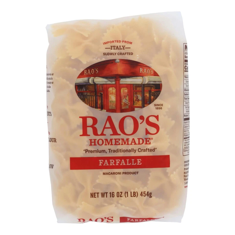 Rao's Homemade Farfalle Pasta 16oz Traditionally Crafted Premium Quality From...