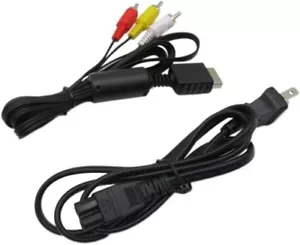 New aV Cable & AC Power Cord Bundle for PS1, PS2, or PS3 (Sony PlayStation) - Picture 1 of 5
