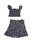 Shein girls skirt and top set Sz. 11/12 Navy white floral  Perfect