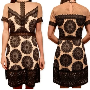 Nightcap Pinwheel lace mesh Embroidered Dress Size L nude black - Picture 1 of 13