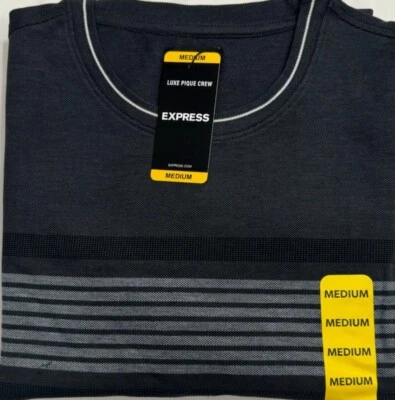 New Express Men's Short Sleeve T-Shirt H. Dark Shadow Stripe Size M $23.50 - Image 1 of 3