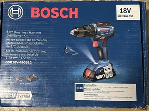 BRAND NEW Bosch 18V EC Brushless 1/2 In. Hammer Drill/Driver Kit #GSB18V-49012 - Picture 1 of 4
