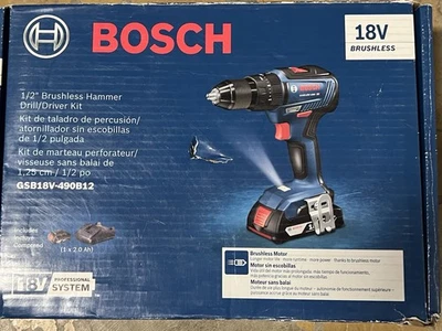 BRANDNEU Bosch 18V EC Brushless 1/2 Zoll Bohrhammer/Schrauber-Set #GSB18V-49012 - Bild 1 von 4