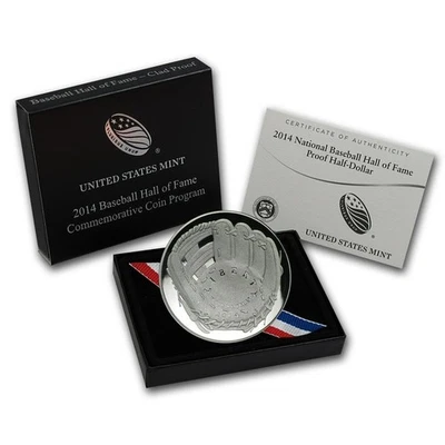2014 S US Mint Baseball Hall of Fame Clad Proof Half-Dollar w/COA & Box - Image 1 of 3