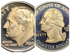 (2 lot) 1984 S & 2006 S Roosevelt Dime 10C &Nebraska State 25C Clad Proof Toned  - Picture 1 of 9