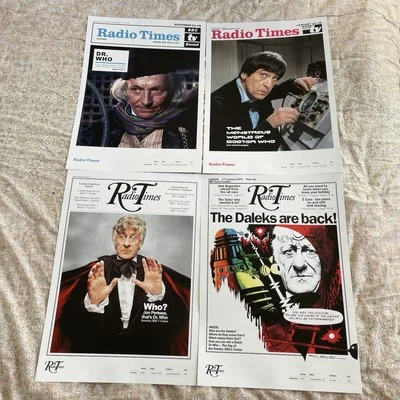 Four A2 Doctor Who Radio Times Posters Tardis Police Box  Dr Who Print Scarf - Image 1 of 4