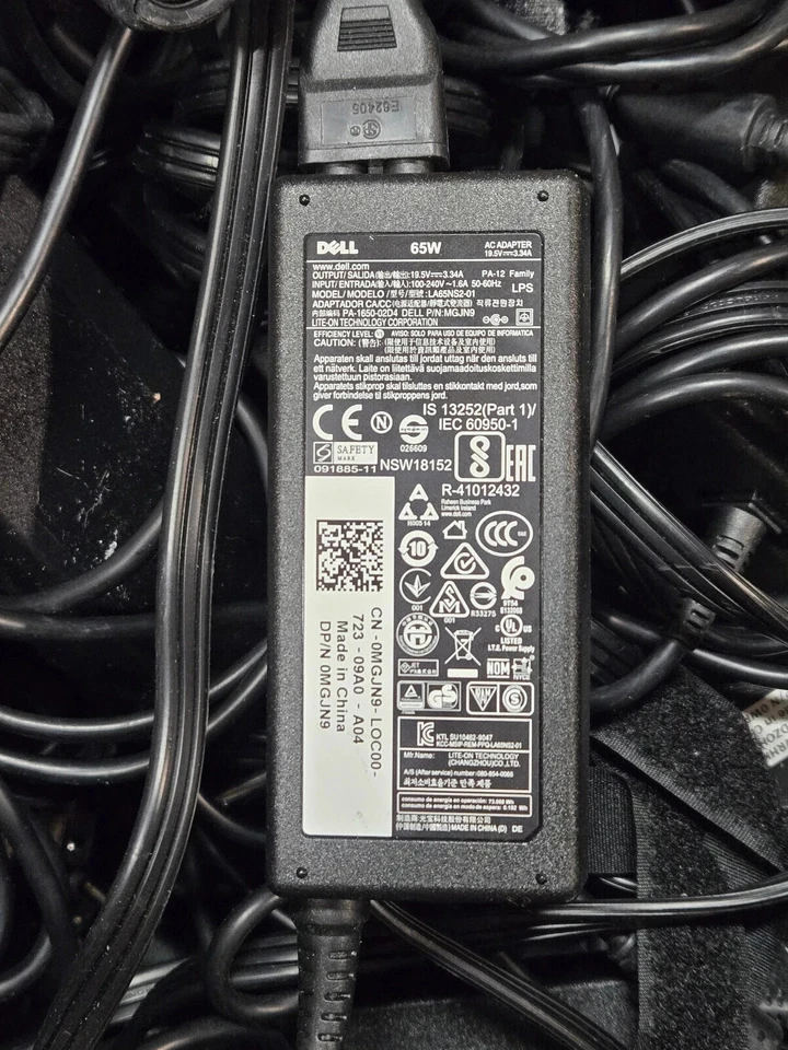 Lote 10 Dell 65W 19.5V AC carregador de laptop misto 9RN2C 1XRN1 6TM1C ponta de cano grande - Imagem 1 de 1