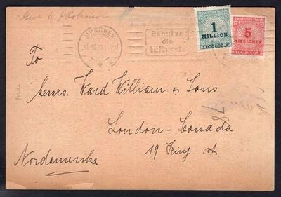 GERMANY 1923 Inflation Period Advertising Postcard to USA - image 1 of 2