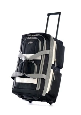 New! Olympia 22" 8 Pocket U Shape Rolling Duffel Bag w/ Handle, Black - Image 1 of 4