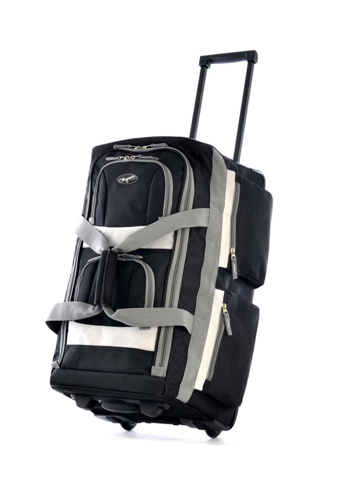 New! Olympia 22" 8 Pocket U Shape Rolling Duffel Bag w/ Handle, Black - Image 1 of 4