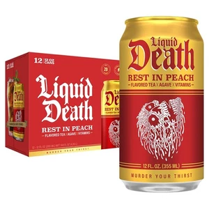 Liquid Death, Rest in Peach Eistee, 12er-Pack (12 oz Dosen), Pfirsichgeschmack Bl... - Bild 1 von 9