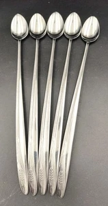 Set of 5 Castle Court CGS1 pattern long handle iced teaspoons 11 1/8" Japan - Picture 1 of 8