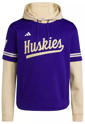 男子 Adidas Washington Huskies 连帽运动衫 Big 10 IY7413 尺寸:中码 — 第 1/4 张图片
