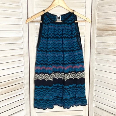 Camiseta sin mangas M Missoni Swing clásica Zig Zag verde azulado púrpura rosa M-L  Foto 1 de 4