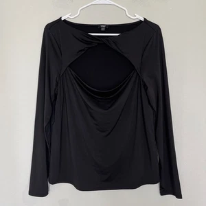 Top Express Body Contour para mujer XL negro recorte retorcido delantero manga larga - Imagen 1 de 9