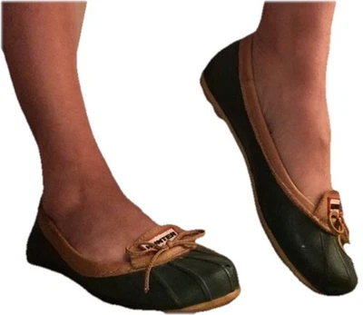 Zapatos planos de ballet de lluvia impermeables Jaylen para mujer Hunter-verde y tostado-talla 6-NUEVOS Foto 1 de 4