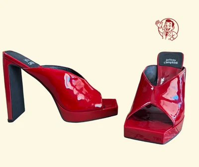 Tacones de plataforma Jeffrey Campbell escena charol rojo talla 10 con caja Foto 1 de 4