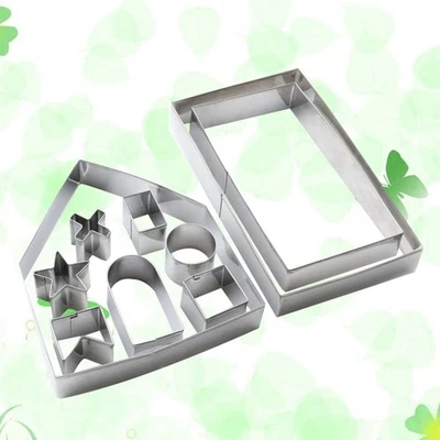  10 PCS Gingerbread House Making Kit Christmas Cookie Cutters Stainless Steel - Image 1 of 4