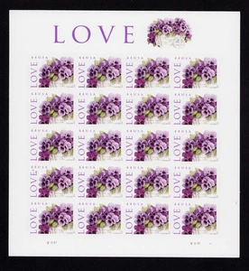 4450 44¢ Pansies, Love Sheet of 20 Stamps MNH 2010 - Picture 1 of 2