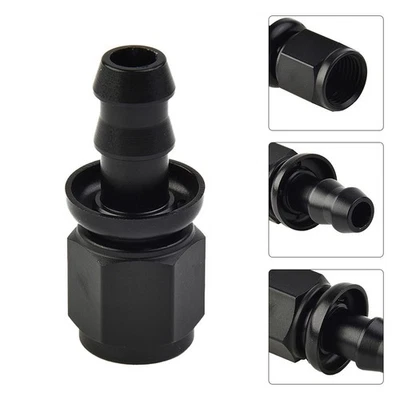 6AN AN6 Female To 3/8” Straight Push On Barb Hose Adapter Swivel-Fitting Black - Image 1 of 4