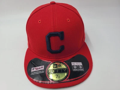 Boné Cleveland Indians New Era 59Fifty ajustado 7 1/8 chapéu guardiões MLB vermelho azul - Imagem 1 de 4