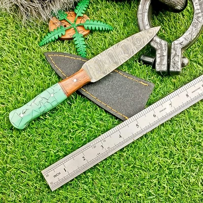 Handmade DAMASCUS STEEL KNIFE Boot Knife, Dagger knife , W/SHEATH TN-9959 - Image 1 of 4