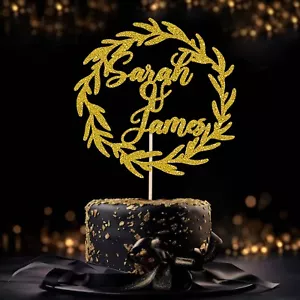 Cake topper matrimonio PERSONALIZZATO coppia nome glitter decorazione torta ricordo - Foto 1 di 12