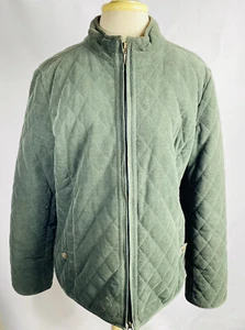 Croft & Barrow Womens Jacket Coat Quilted Corduroy Zip Olive Green Sz M - Picture 1 of 4