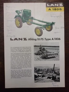 Original Lanz Verkaufsprospekt Alldog A1806 - Prospekt - Picture 1 of 2