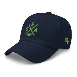 Seattle Football Retro SEA Cross Baseball Hat Dad Cap - Picture 1 of 12