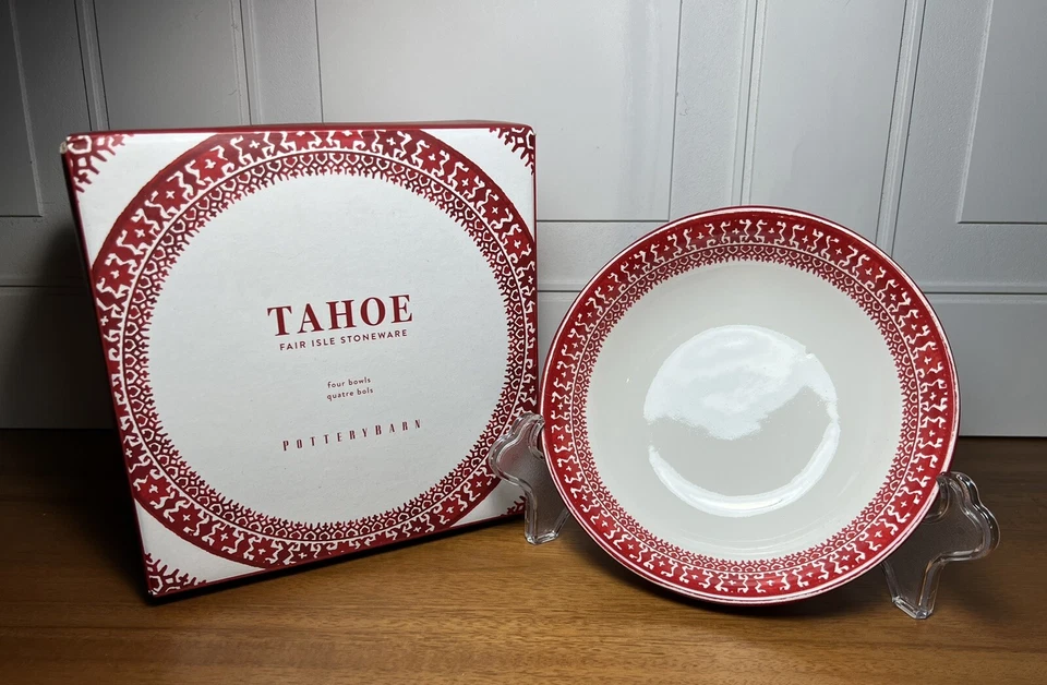 Pottery Barn Tahoe Fair Isle Stoneware  Set Of 4 Bowls - Image 1 of 1