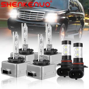 HID Headlight Bulbs For Cadillac Escalade 2007-2014 High Low Beam LED Fog Light - Picture 1 of 21