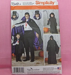 Simplicity 1349 S0786 Vampir, Sensenmann Cape Kapuze Herren S-XL Junge S-L Schnittmuster - Bild 1 von 3