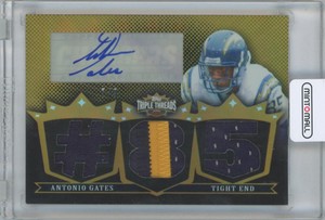 2007 Topps Triple Threads Autographed Relic Gold / Antonio Gates San Diego Charg