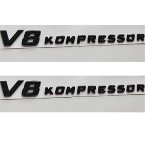 2 Glänzend Schwarz V8 KOMPRESSOR Emblem Abzeichen Embleme für Mercedes Benz AMG - Bild 1 von 6