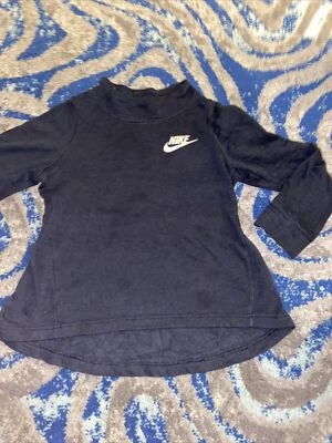 Nike Girls Sweatshirt Flared Design Size Med. Black with Silver  - Image 1 of 4