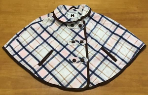 Janie and Jack Girls Plaid Brush Twill Cape Cream Toddler 18-24 Months - Picture 1 of 5