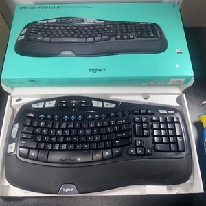 Logitech K350, 920-008236 Comfort Wave Wireless Keyboard, Black Open Box Display - Photo 1/5