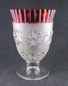 RUBY STAINED ROMAN ROSETTE CELERY VASE US GLASS 15030 BRYCE EAPG 1894 6.5IN - Picture 1 of 4