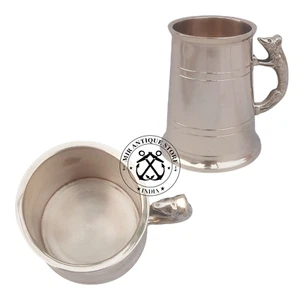 Brass mug Design fox shaped handle with line detailing serving drinks Mug Gift - Picture 1 of 7