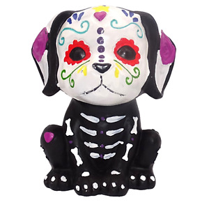 Dog Puppy Figurine Day Of The Dead Sugar Skull Skeleton Dia De Los Muertos