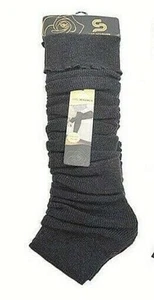 Women's Fall Winter Leg Warmers Over The Knee One Size Solid Black W Lines New - Picture 1 of 1