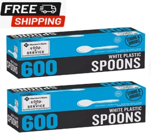 2-PACK Member's Mark White Plastic Spoons, Heavyweight, Total 1200 ct - Picture 1 of 4