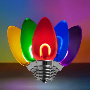 C7 Shatterproof LED Edison Filament Vintage Christmas Light Bulbs, 5 Pack - Picture 1 of 26