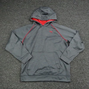 Puma Hoodie Boys Large Gray & Red Embroidered Logo Long Sleeve Gym Youth - Picture 1 of 8