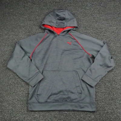 Sudadera con Capucha Puma Niños Grande Gris y Rojo Logo Bordado Manga Larga Gimnasio Juventud Foto 1 de 4