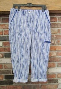 Chicos pantalone crop con polsini donna 8 M blu bianco a righe cargo tasca bottoni linguetta - Foto 1 di 6