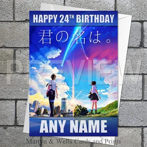 Your Name birthday card. 5x7 inches. Anime card. Personalised card plus envelope - Picture 1 of 6