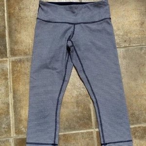 Pantalones Legging Capri Lululemon Mujer Negro Blanco Cintura Elástica Tiro Medio Talla 4 - Imagen 1 de 4