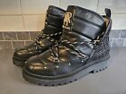 River Island Black sherpa LinedLace Up Ankle biker boots 4 NEW